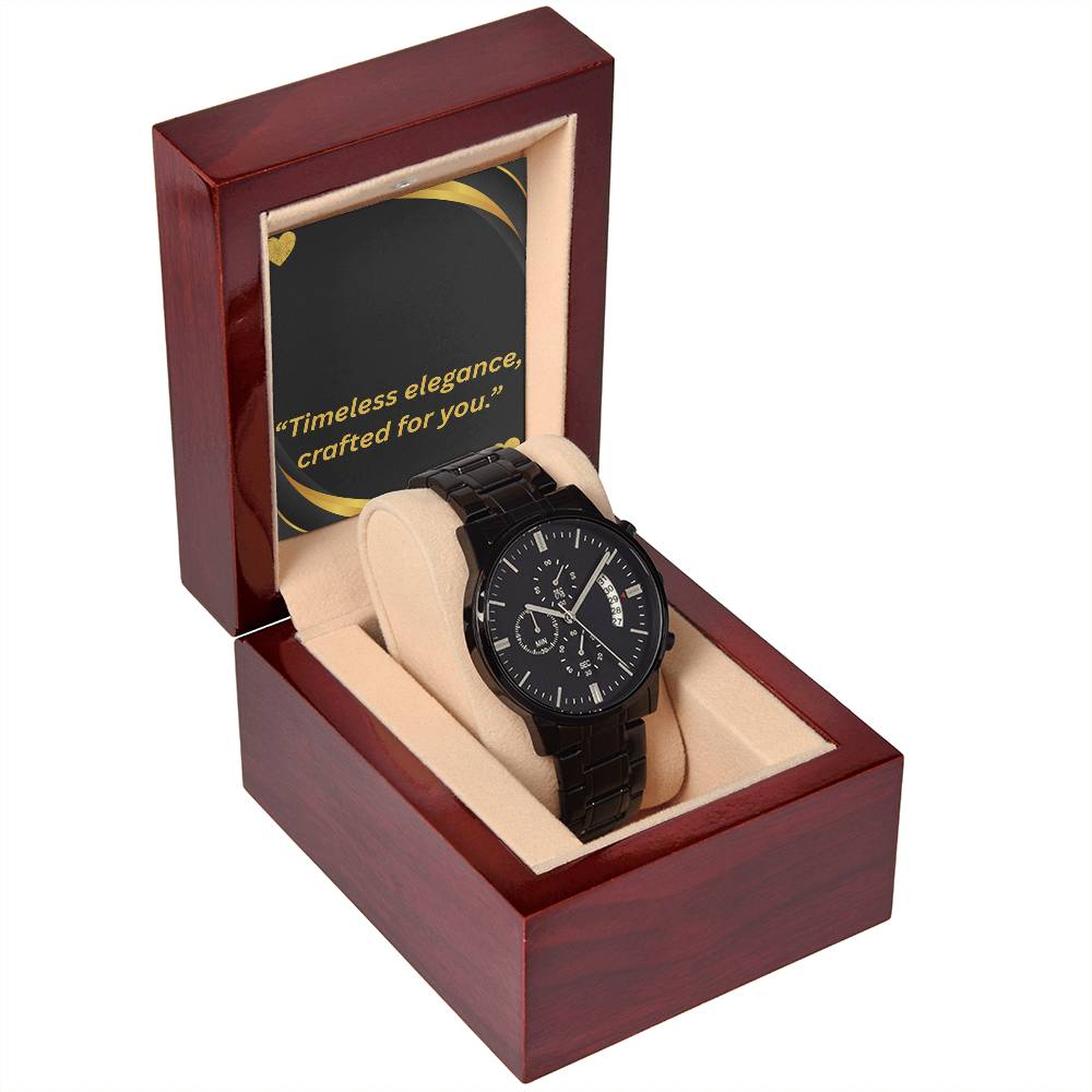 “Elegant Black Chronograph Watch – Thoughtful Gift for Special Men”
