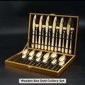 24-Piece Silver & Gold Cutlery Set – Spoons,Knife & Fork Household Set