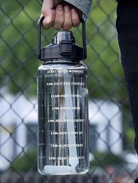 2L Clear Black Plastic Water Bottle – Slogan & Graphic Design