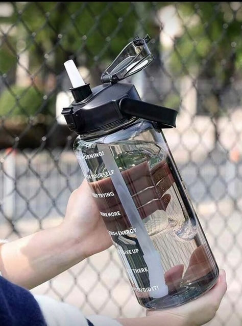 2L Clear Black Plastic Water Bottle – Slogan & Graphic Design