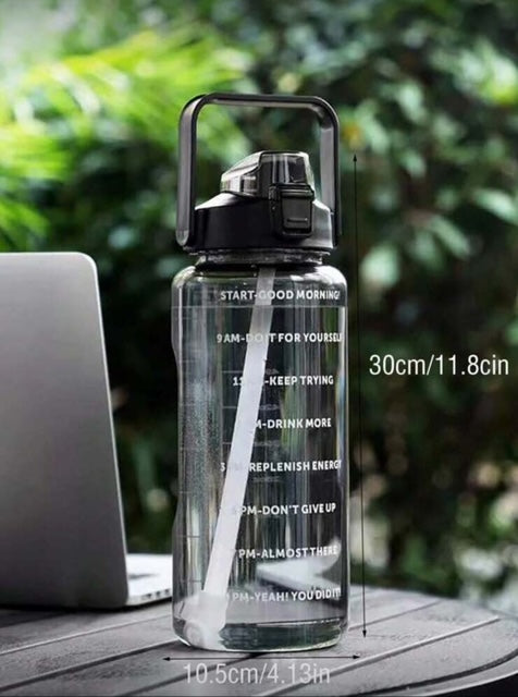 2L Clear Black Plastic Water Bottle – Slogan & Graphic Design