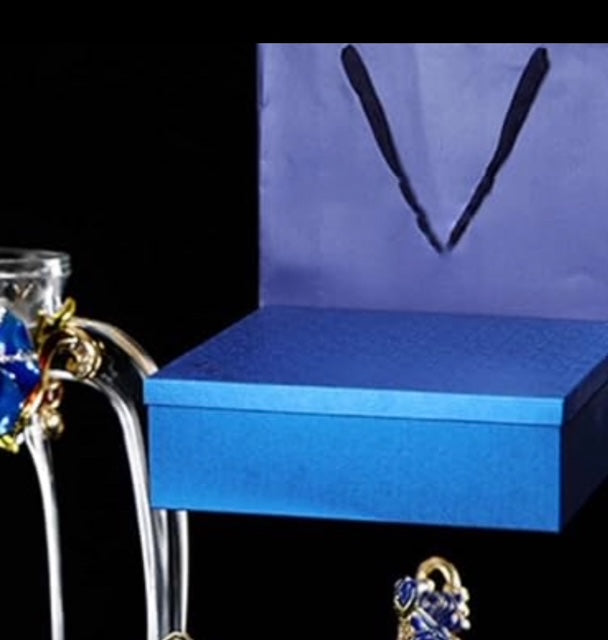 Fancy 3D Enamel Tea Set – Teapot & Cups (Blue)