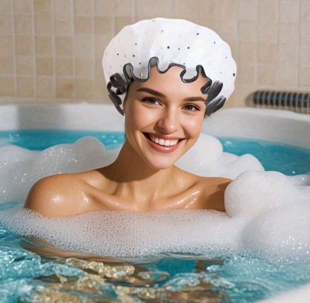 4 Pcs Double-Layer Waterproof Shower Caps