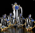 Fancy 3D Enamel Tea Set – Teapot & Cups (Blue)