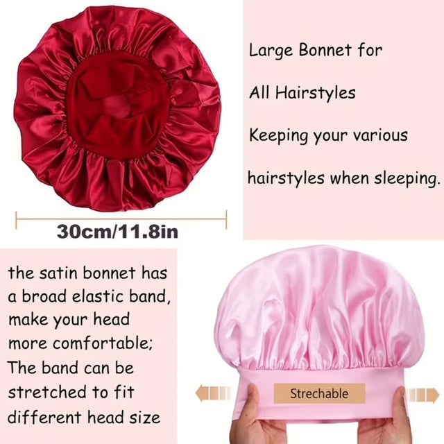 Premium Silky Satin Bonnets – 5-Piece Set for Hair Protection