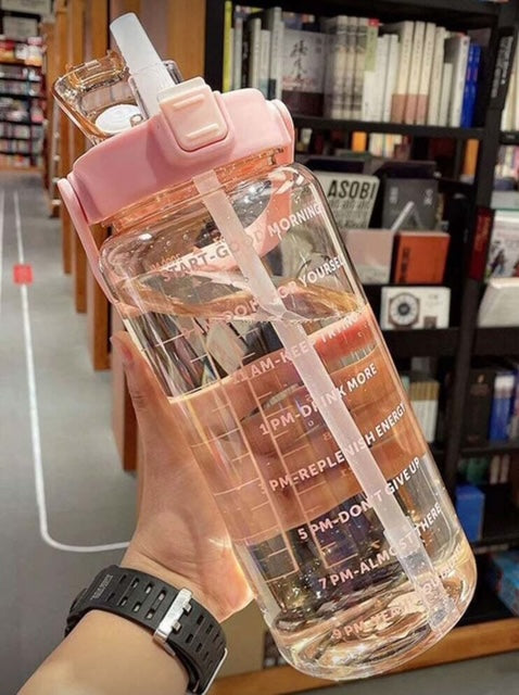 2L Clear Pink Plastic Water Bottle – Slogan & Graphic Design