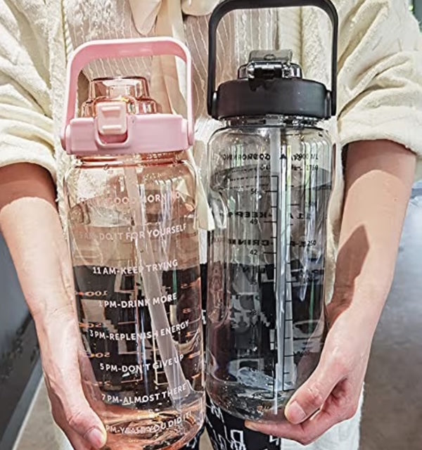 2L Clear Black Plastic Water Bottle – Slogan & Graphic Design