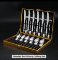 24-Piece Silver & Gold Cutlery Set – Spoons,Knife & Fork Household Set