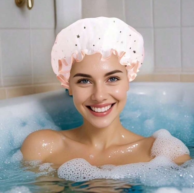 4 Pcs Double-Layer Waterproof Shower Caps