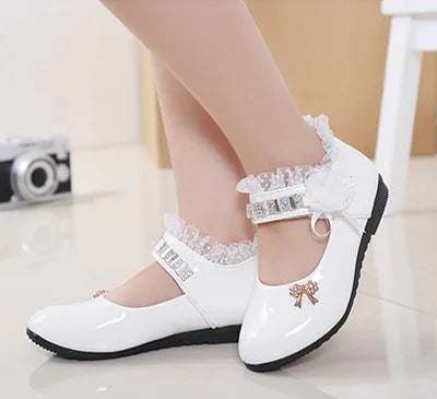 2021 New Children Elegant Princess PU Leather Sandals Kids Girls Wedding Dress Party Beaded Shoes For Girls