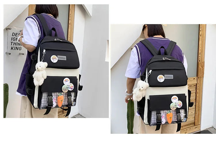 Shoulders Backpack Five Sets of Multi-Compartment Fash