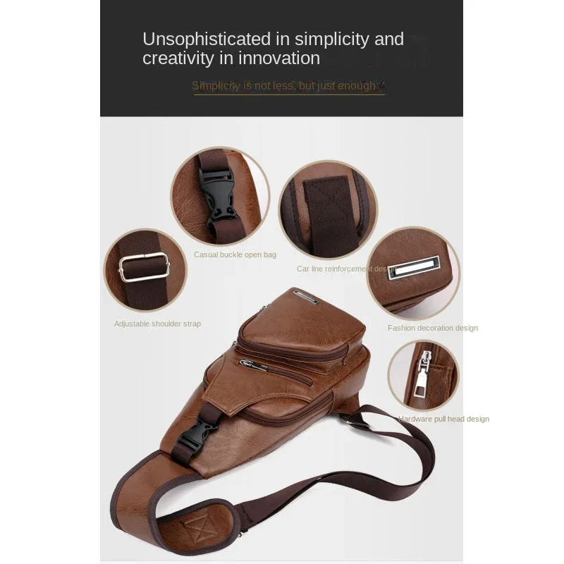 Mens Chest Bag With Headphone Jack Usb Shoulder Strap