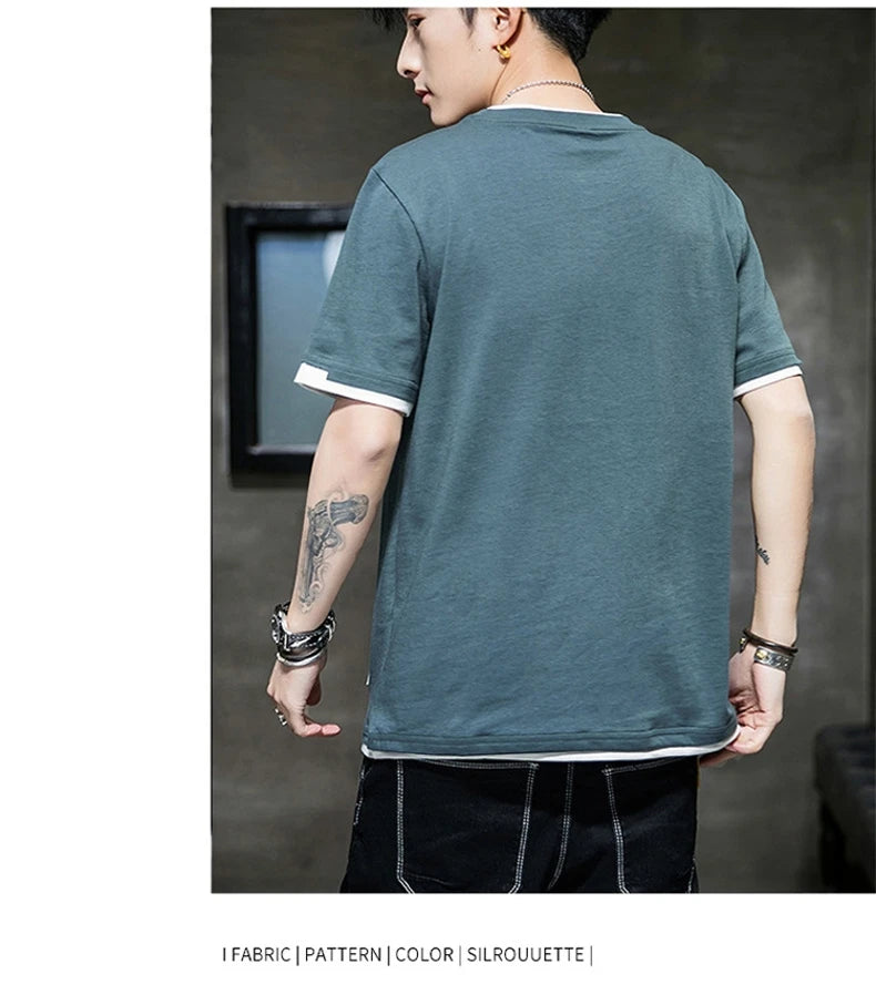 FGKKS 2024 Casual T-shirt For Men Pure Cotton Breathable Fashion Short Sleeve High Quality Design Casual T-shirt For Men