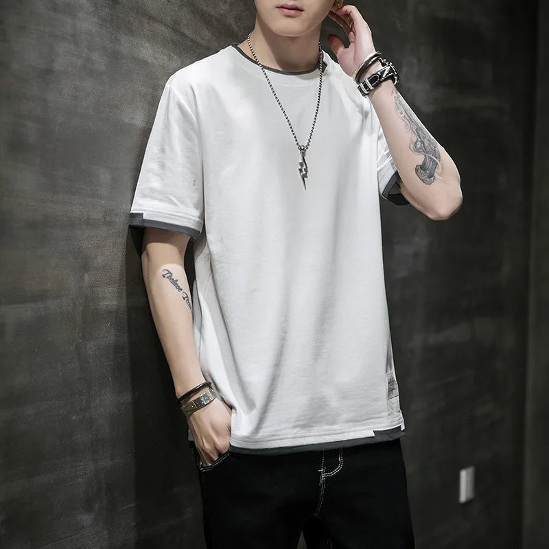 FGKKS 2024 Casual T-shirt For Men Pure Cotton Breathable Fashion Short Sleeve High Quality Design Casual T-shirt For Men