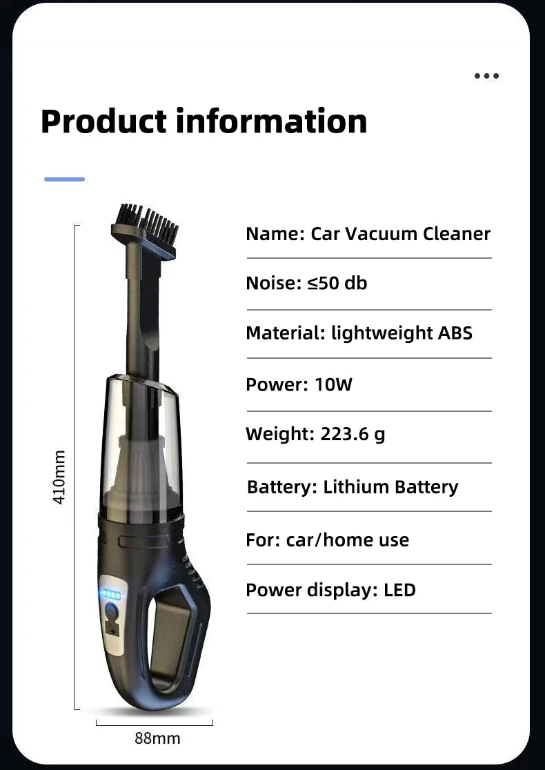 Car Multipurpose Vacuum Cleaner Handheld Powerful Suction Rechargeable Car and Home Dual Use Small Wireless Vacuum Cleaner