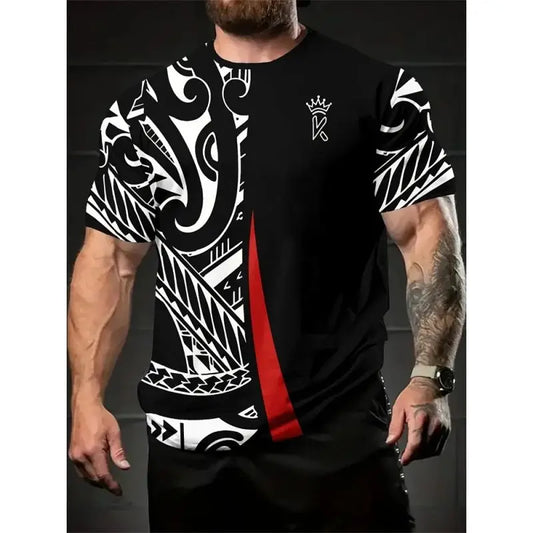 The new men's T-shirt for the summer of 2025 a retro 3D printed short-sleeved fashionable and neutral streetwear style