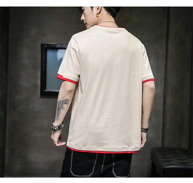 FGKKS 2024 Casual T-shirt For Men Pure Cotton Breathable Fashion Short Sleeve High Quality Design Casual T-shirt For Men
