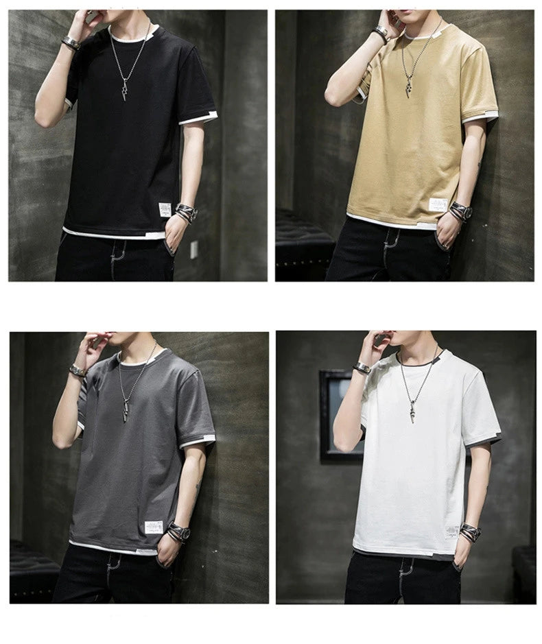 FGKKS 2024 Casual T-shirt For Men Pure Cotton Breathable Fashion Short Sleeve High Quality Design Casual T-shirt For Men