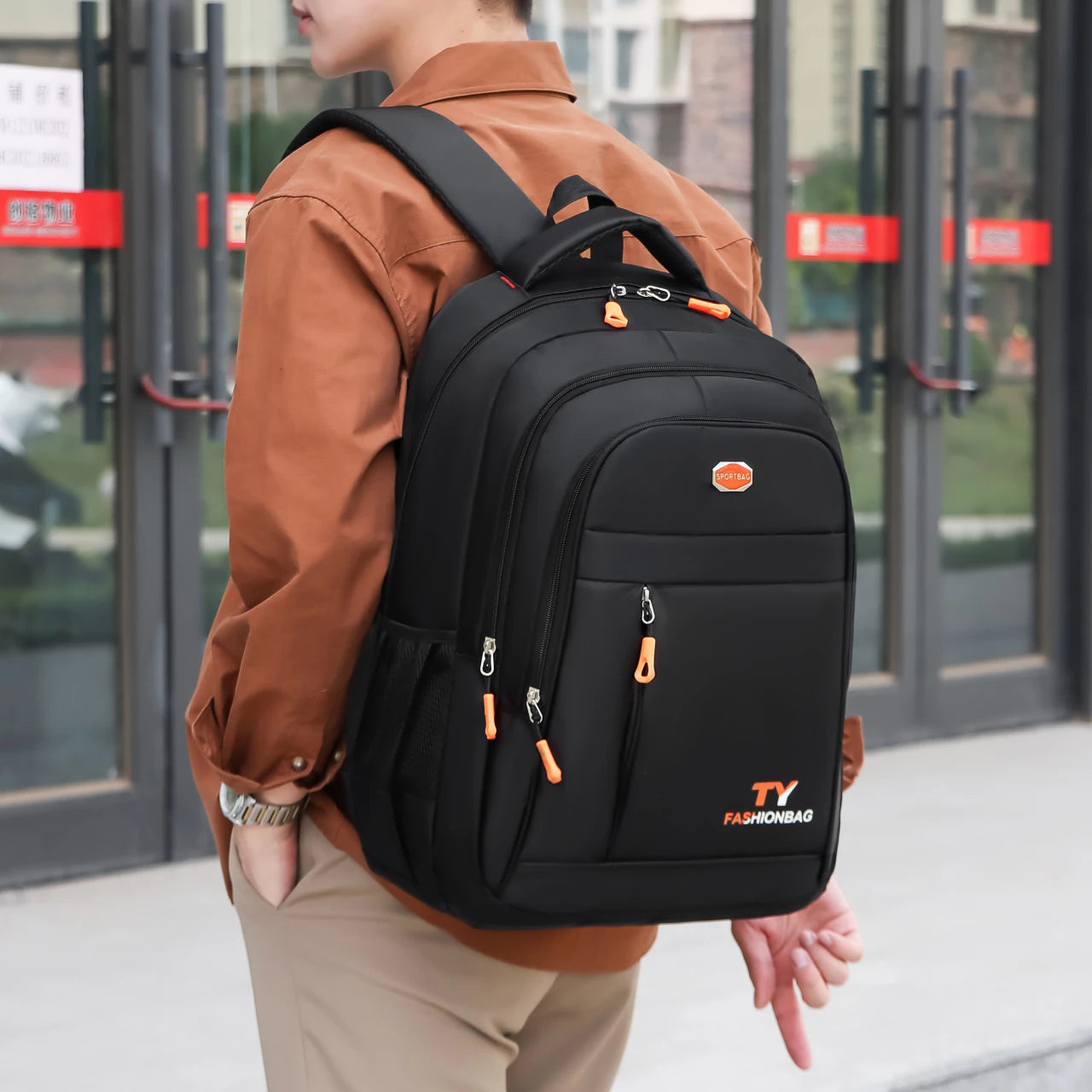Minimalist Large Capacity Backpacks Men's Waterproof Oxford Commute School Backpack Business Casual Multiple Pockets Travel Bag