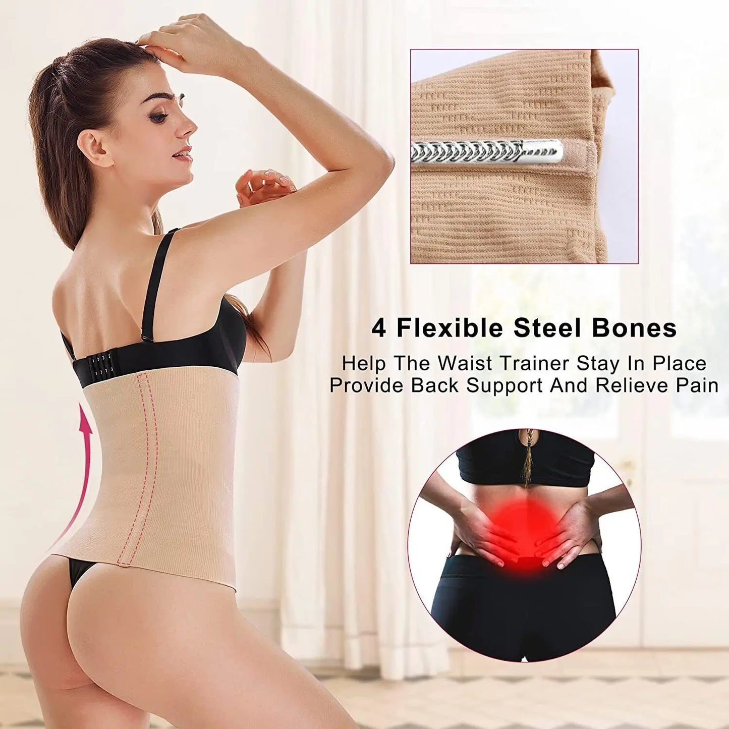 2 IN 1 Body Shaper Waist Trainer Tummy Tuck Belt