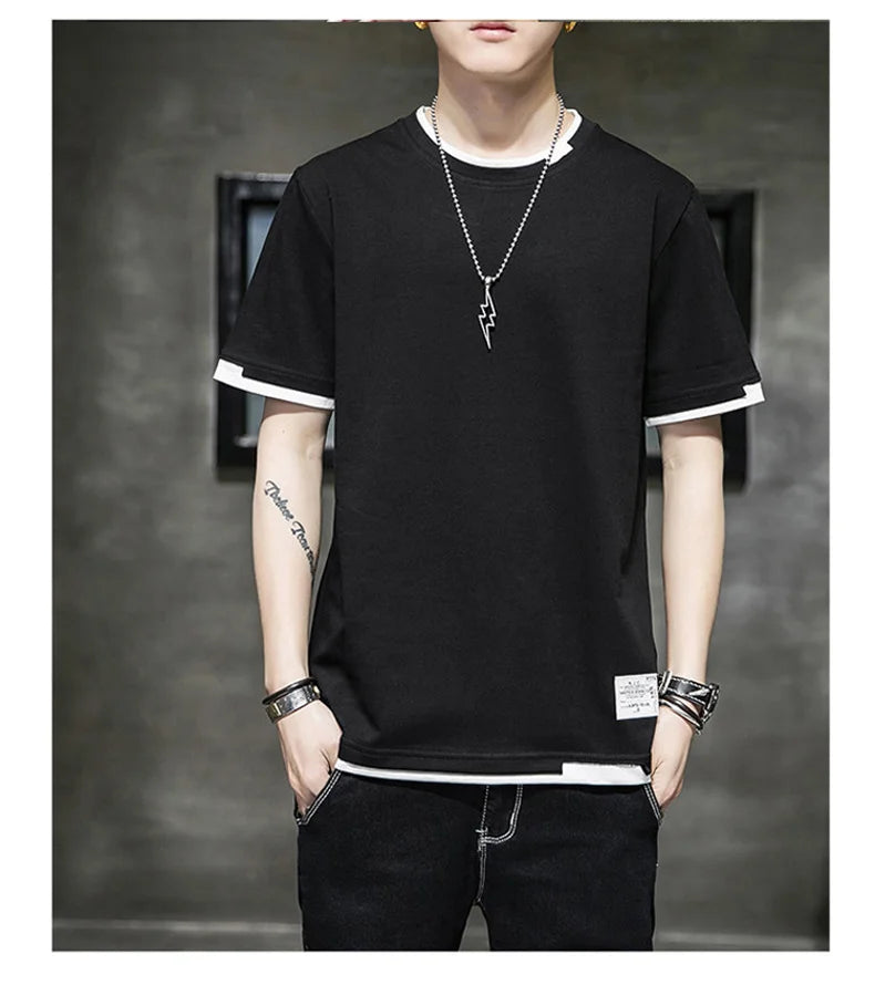 FGKKS 2024 Casual T-shirt For Men Pure Cotton Breathable Fashion Short Sleeve High Quality Design Casual T-shirt For Men