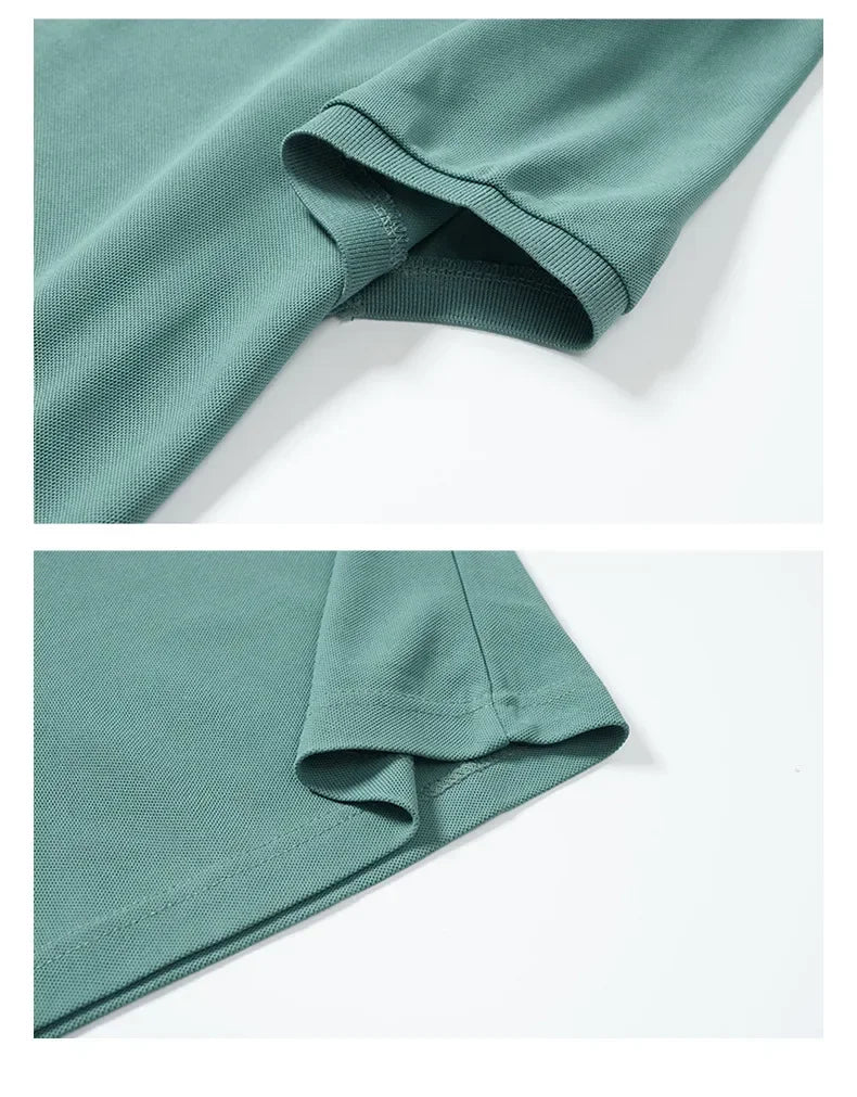 summer Men's Short Sleeve Embroidered Polo T-Shirt Lightweight Casual Streetwear Lapel Vintage Business tshirts