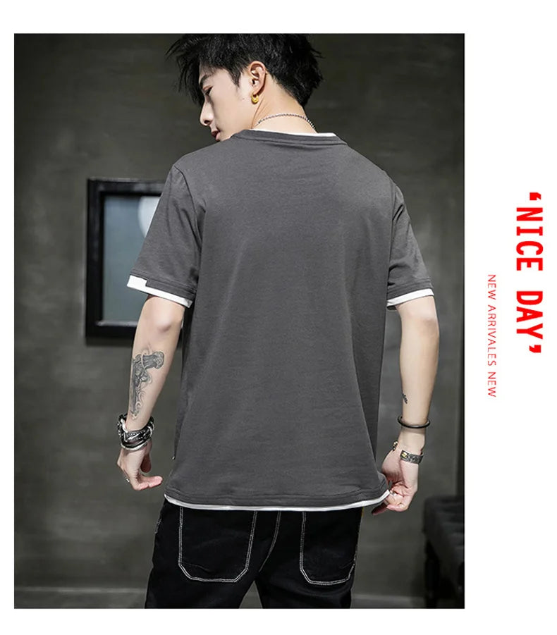FGKKS 2024 Casual T-shirt For Men Pure Cotton Breathable Fashion Short Sleeve High Quality Design Casual T-shirt For Men