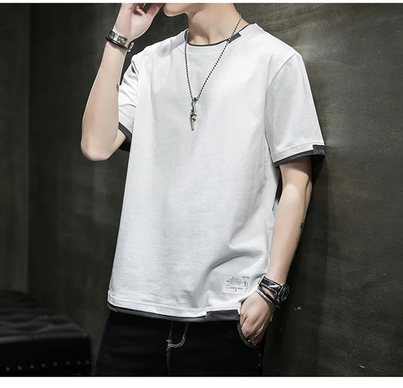 FGKKS 2024 Casual T-shirt For Men Pure Cotton Breathable Fashion Short Sleeve High Quality Design Casual T-shirt For Men