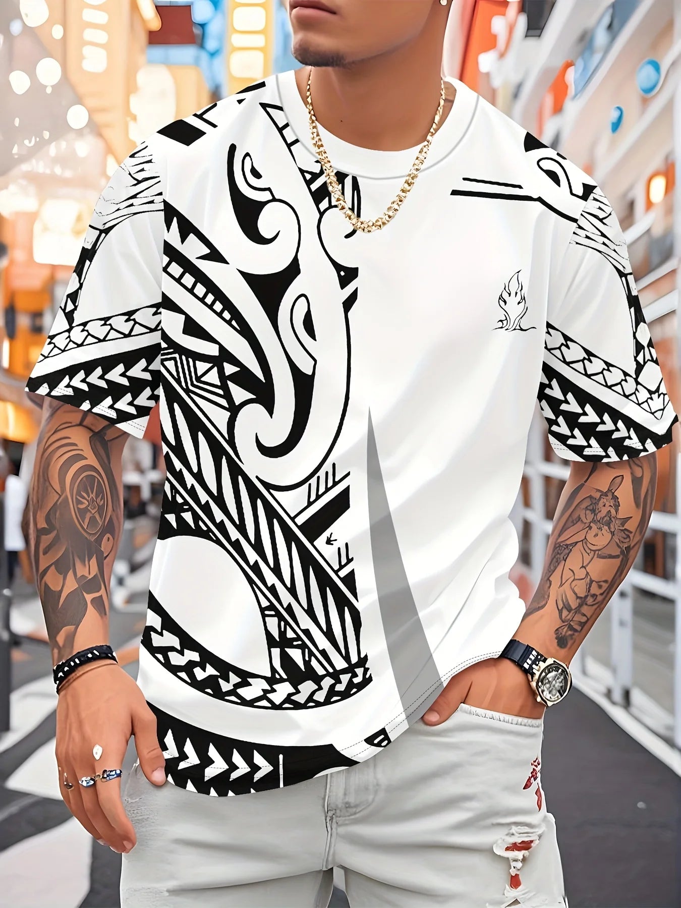 The new men's T-shirt for the summer of 2025 a retro 3D printed short-sleeved fashionable and neutral streetwear style