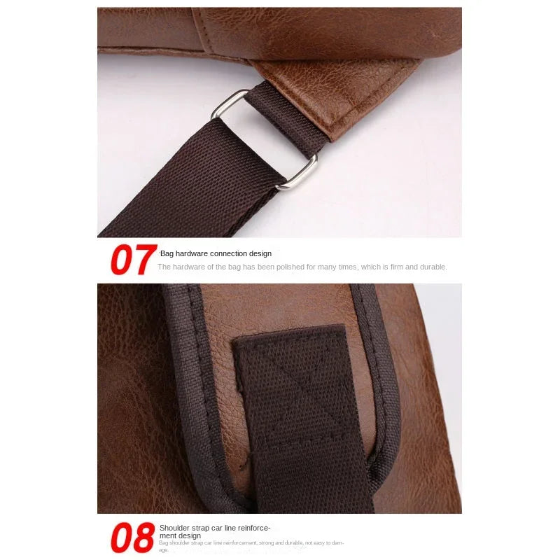 Mens Chest Bag With Headphone Jack Usb Shoulder Strap