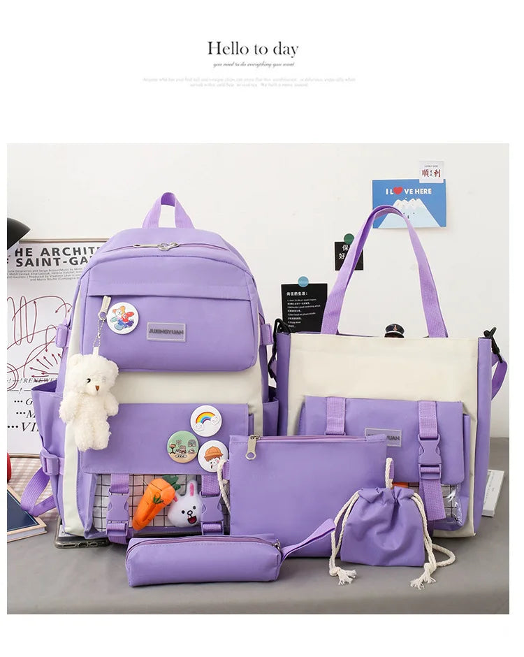 Shoulders Backpack Five Sets of Multi-Compartment Fash