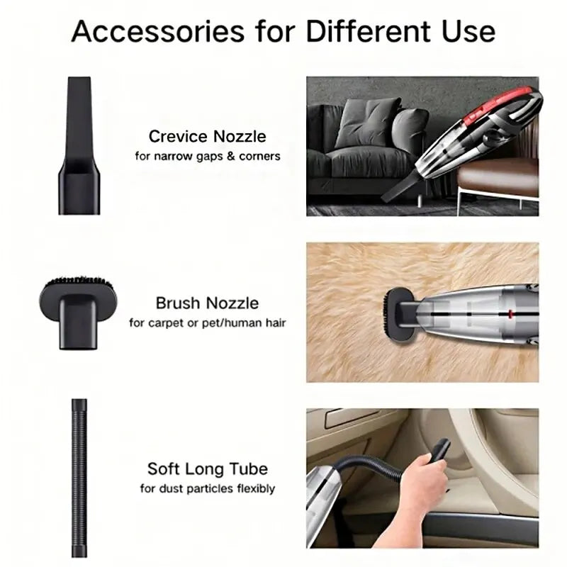 Portable Car Wireless Vacuum Cleaner Powerful Suction Rechargeable Handheld Vacuum Cleaner Quick Charge for Car Home Pet Hair
