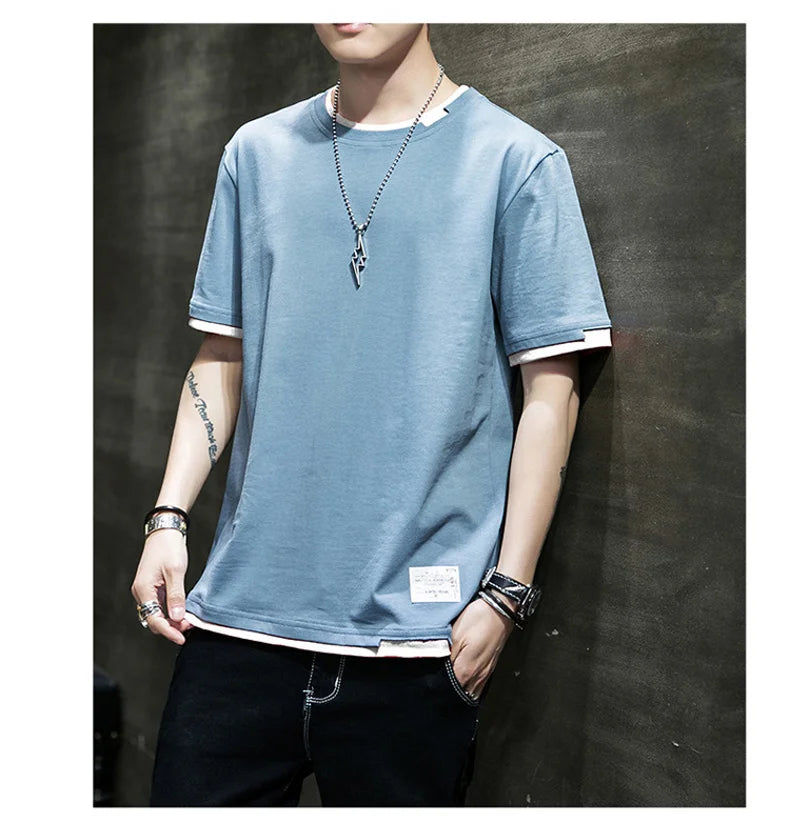 FGKKS 2024 Casual T-shirt For Men Pure Cotton Breathable Fashion Short Sleeve High Quality Design Casual T-shirt For Men