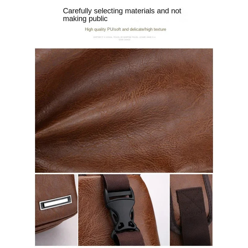 Mens Chest Bag With Headphone Jack Usb Shoulder Strap