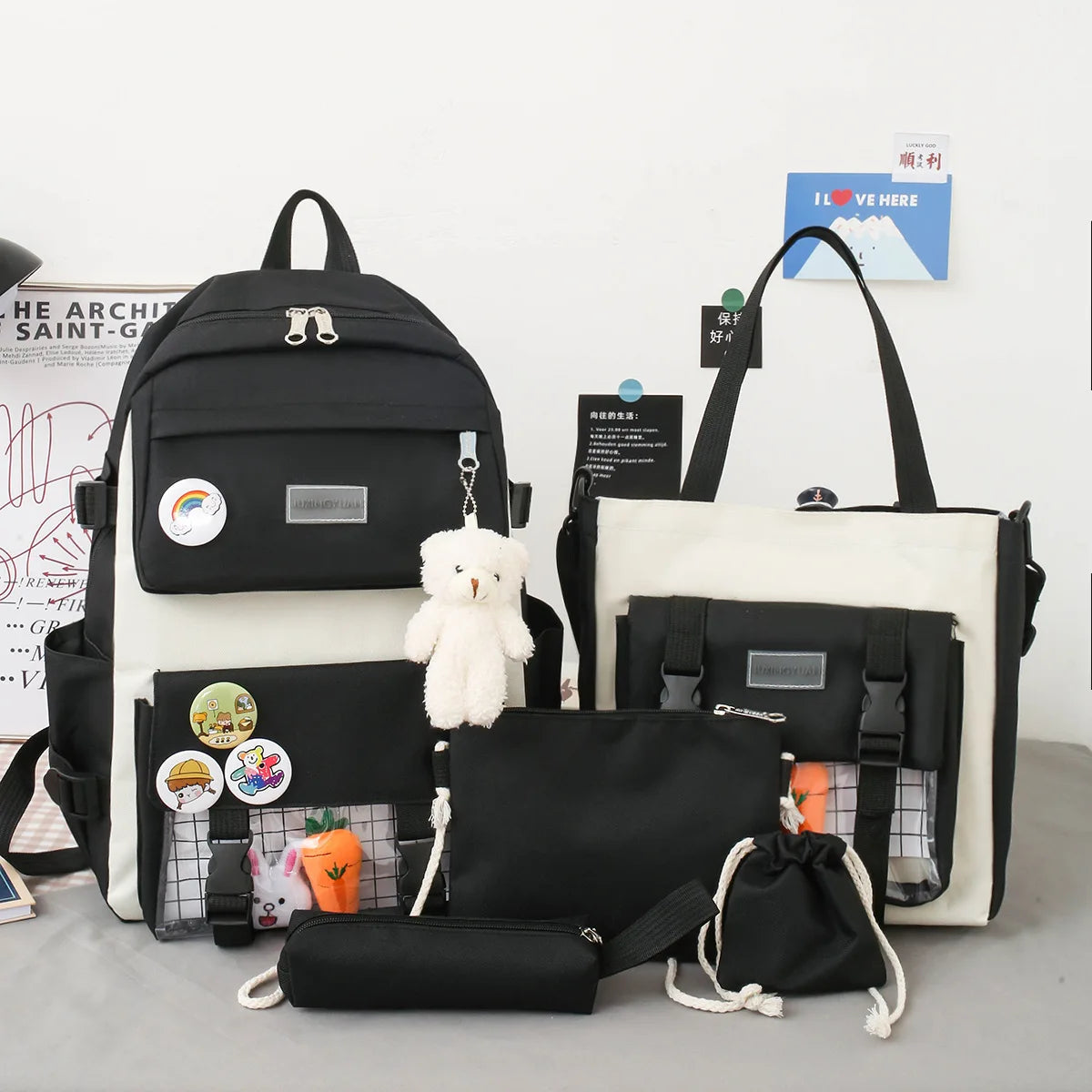 Shoulders Backpack Five Sets of Multi-Compartment Fash