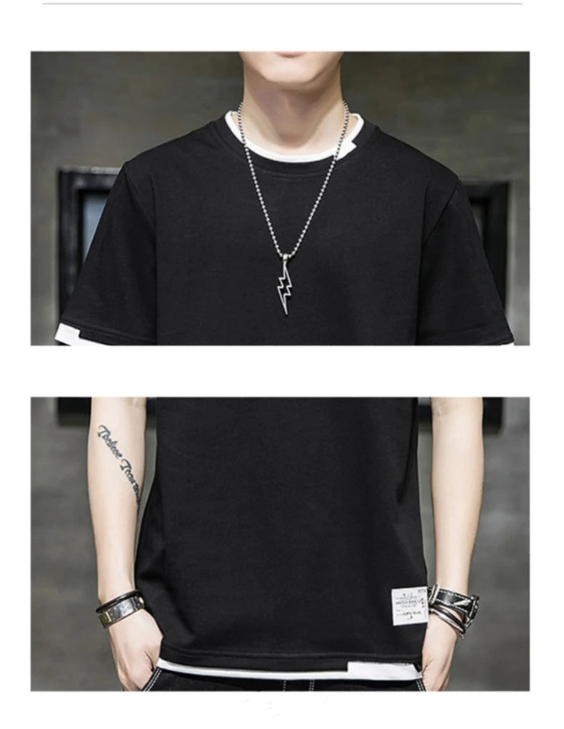 FGKKS 2024 Casual T-shirt For Men Pure Cotton Breathable Fashion Short Sleeve High Quality Design Casual T-shirt For Men