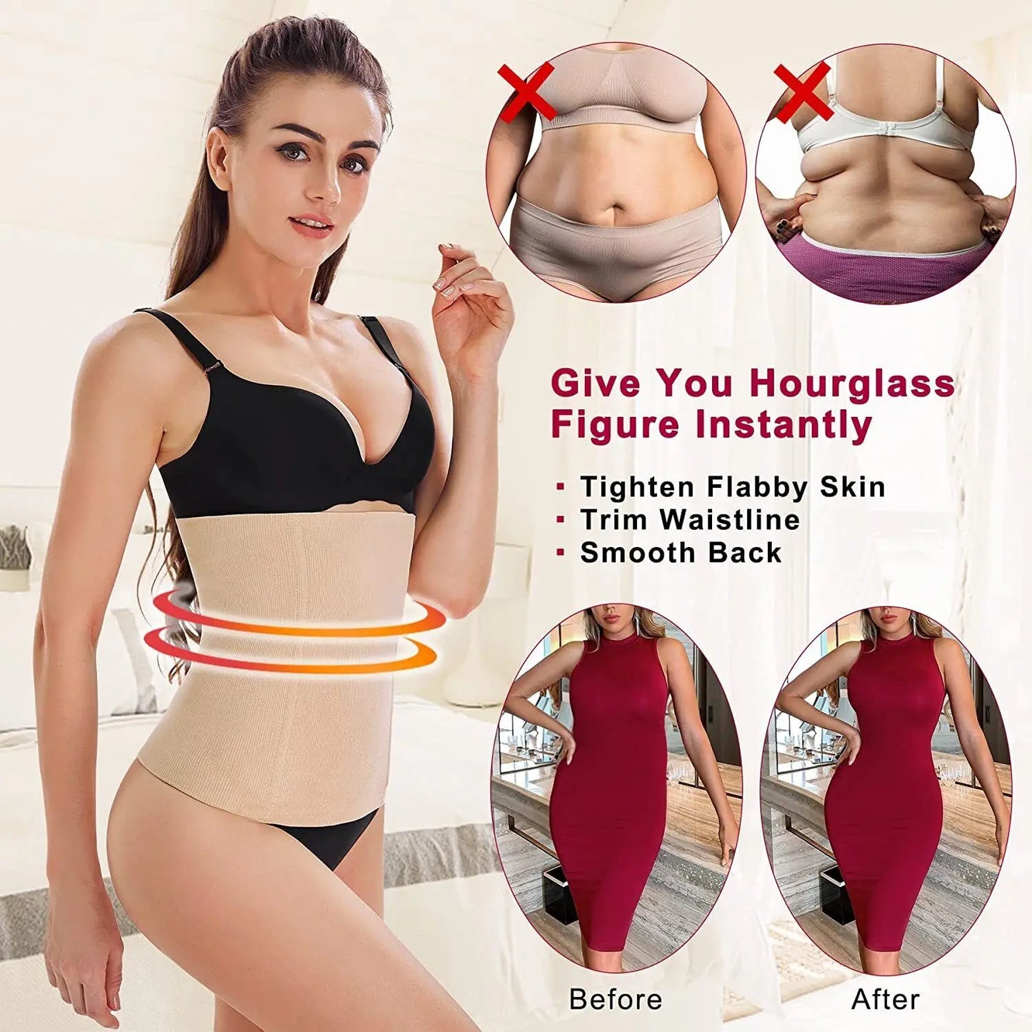 2 IN 1 Body Shaper Waist Trainer Tummy Tuck Belt