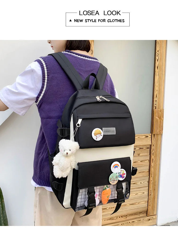 Shoulders Backpack Five Sets of Multi-Compartment Fash