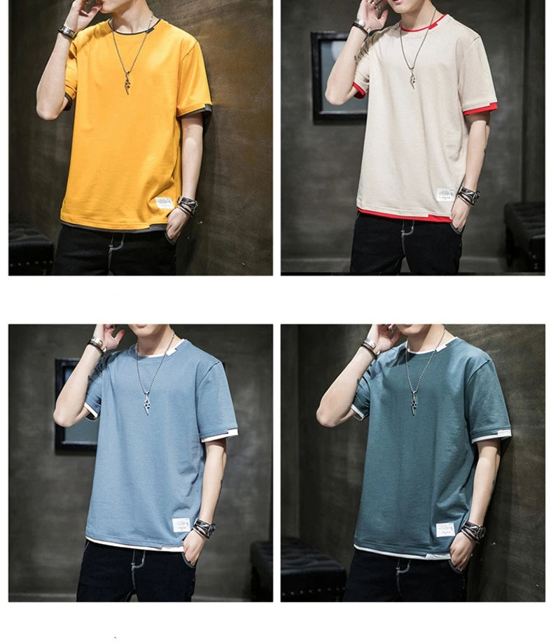 FGKKS 2024 Casual T-shirt For Men Pure Cotton Breathable Fashion Short Sleeve High Quality Design Casual T-shirt For Men