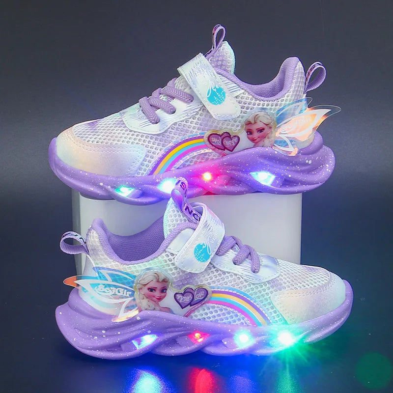 Princess Elsa Pink Purple Shoes Sneakers Size 22-37