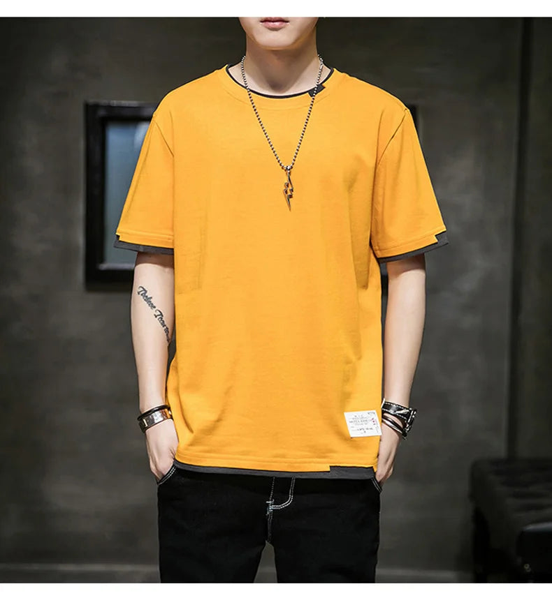 FGKKS 2024 Casual T-shirt For Men Pure Cotton Breathable Fashion Short Sleeve High Quality Design Casual T-shirt For Men