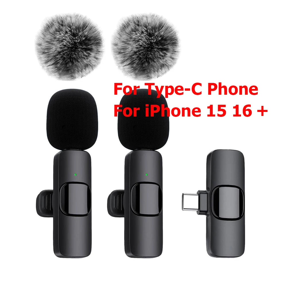 NEW Wireless Lavalier Microphone Audio Video Recording Mini Mic For iPhone Android Laptop Live Gaming Mobile Phone Microphone