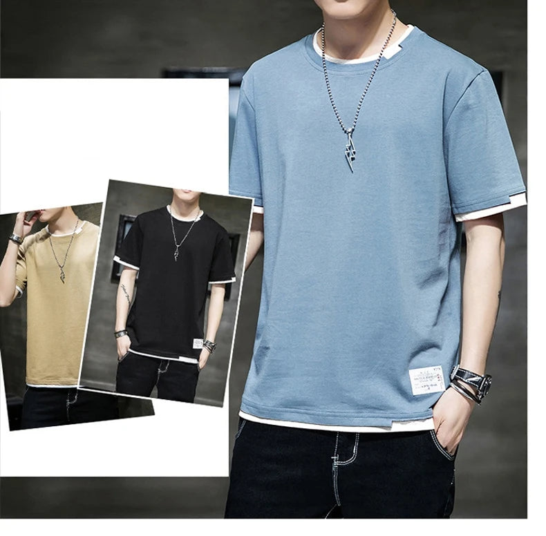 FGKKS 2024 Casual T-shirt For Men Pure Cotton Breathable Fashion Short Sleeve High Quality Design Casual T-shirt For Men