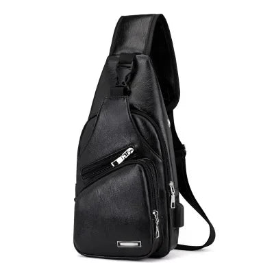 Mens Chest Bag With Headphone Jack Usb Shoulder Strap