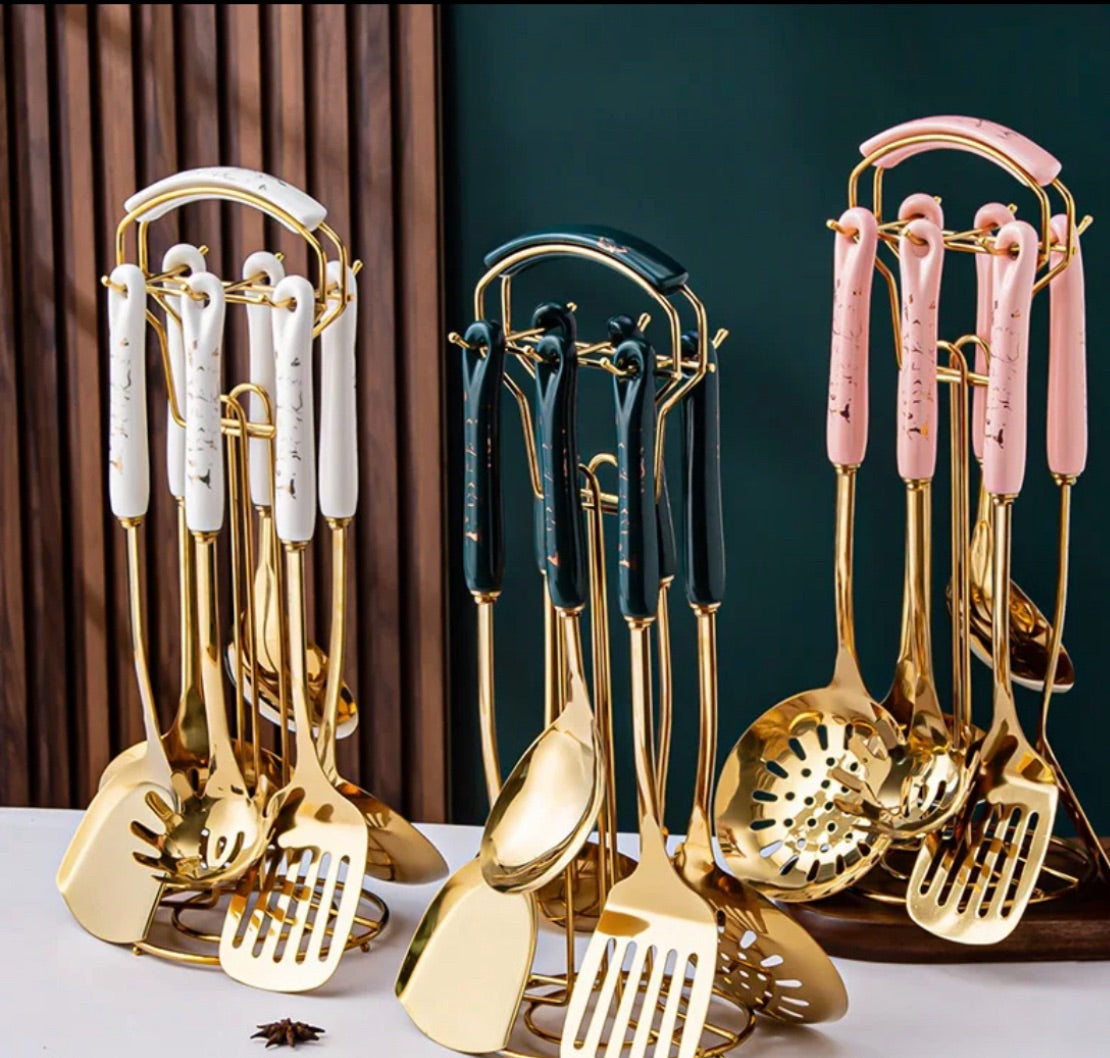 7-Piece Stainless Steel Cookware Set – Golden Yellow