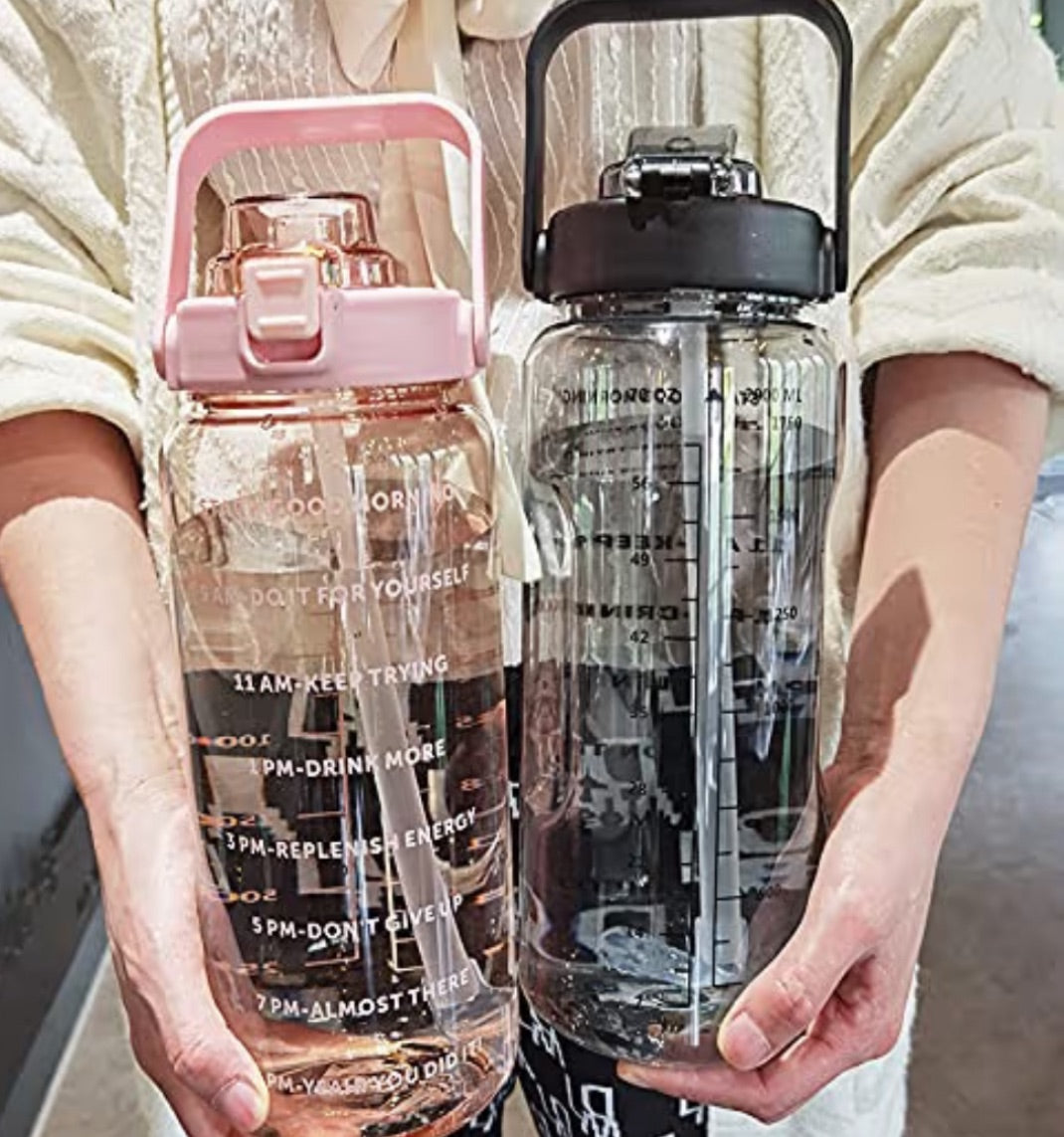 2L Clear Pink Plastic Water Bottle – Slogan & Graphic Design