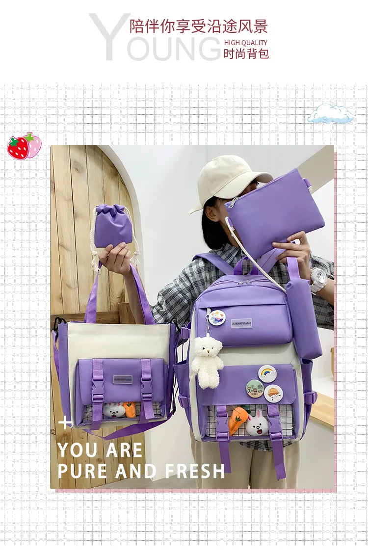 Shoulders Backpack Five Sets of Multi-Compartment Fash