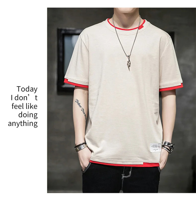 FGKKS 2024 Casual T-shirt For Men Pure Cotton Breathable Fashion Short Sleeve High Quality Design Casual T-shirt For Men