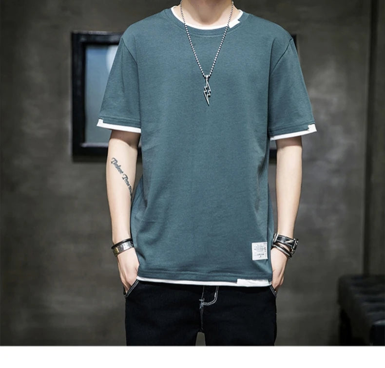 FGKKS 2024 Casual T-shirt For Men Pure Cotton Breathable Fashion Short Sleeve High Quality Design Casual T-shirt For Men