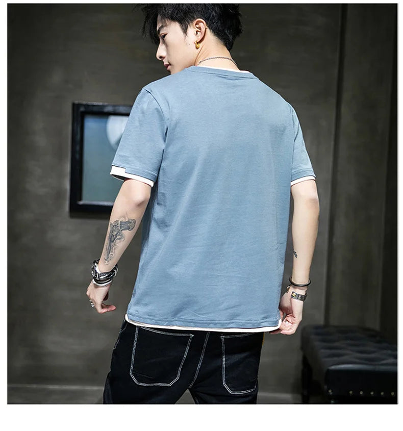 FGKKS 2024 Casual T-shirt For Men Pure Cotton Breathable Fashion Short Sleeve High Quality Design Casual T-shirt For Men